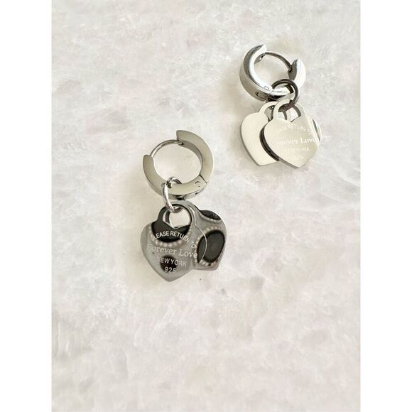 Forever love double heart dangle ear - Picture 2 of 3